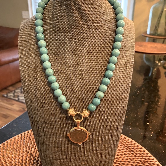 Susan Shaw Jewelry - Susan Shaw Turquoise Buffalo Coin Necklace